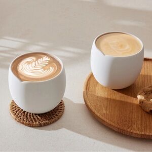 Nespresso Origin Large Mugs. William Sonoma Double Walled Bisque Mugs.